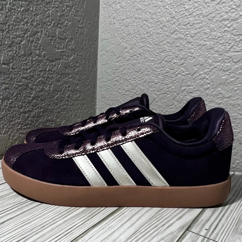 Adidas VL Court 3.0 youth kids sneakers shoes purple size 6 JS3485‎